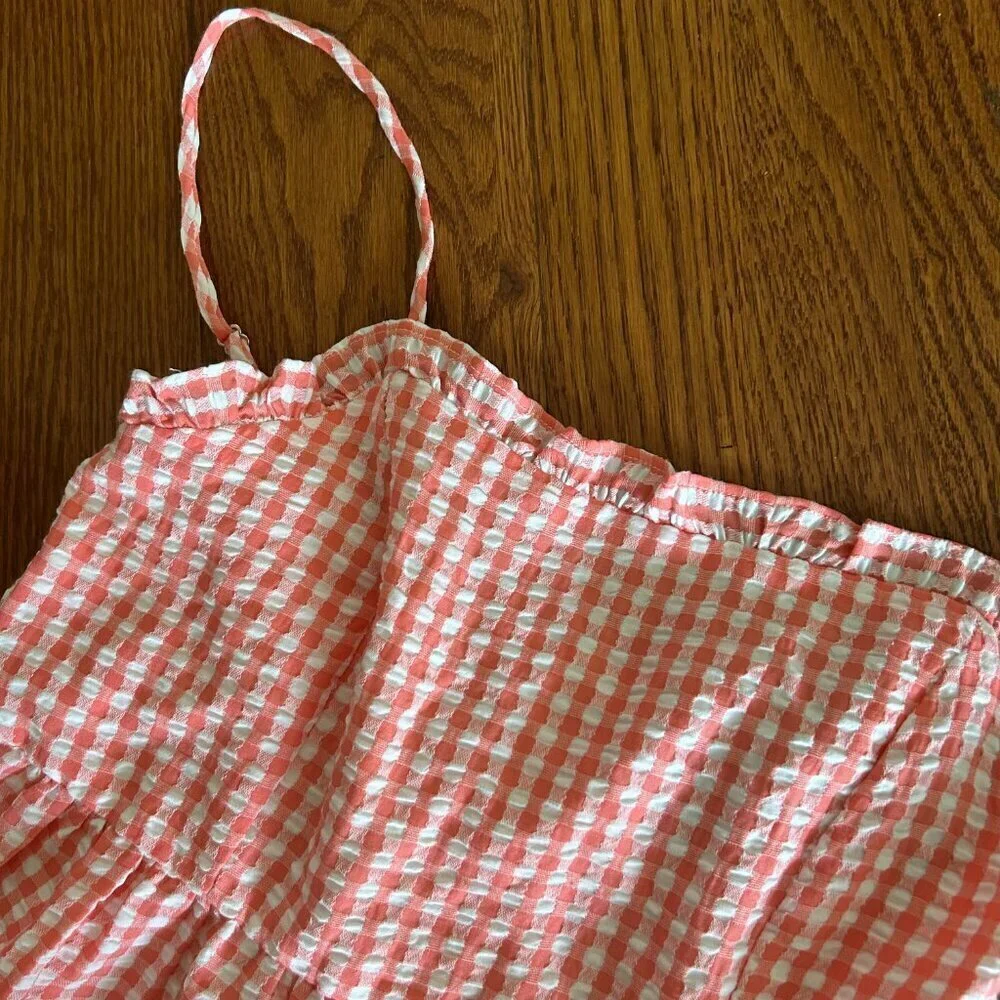 NWT Wild Fable Gingham Spaghetti Strap Mini Tiered Ruffle Dress Size Small